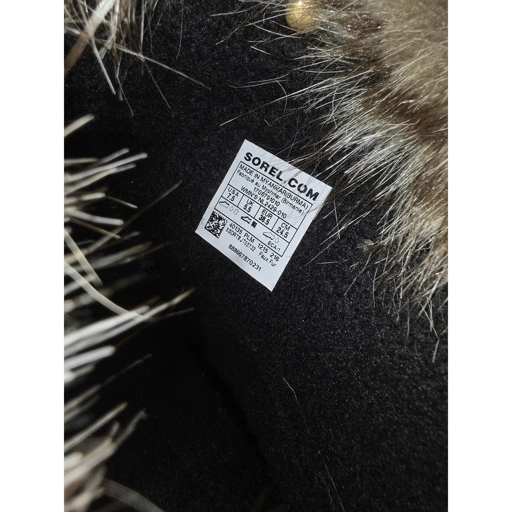 Sorel Joan of Arctic Black Waterproof Winter Snow Boots Faux Fur NL2429-010 7.5